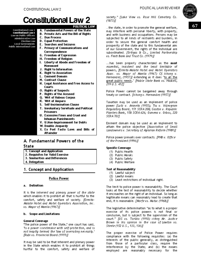 Consti 2 Reviewer PDF | PDF | Eminent Domain | Police Power (United ...