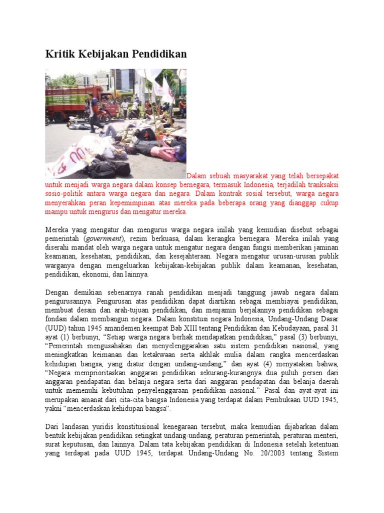 Kritik Kebijakan Pendidikan