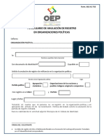 Formulario Anulación Registro Organizaciones Politicas 