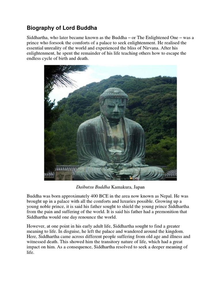 Biography of Lord Buddha PDF Enlightenment In Buddhism Gautama Buddha