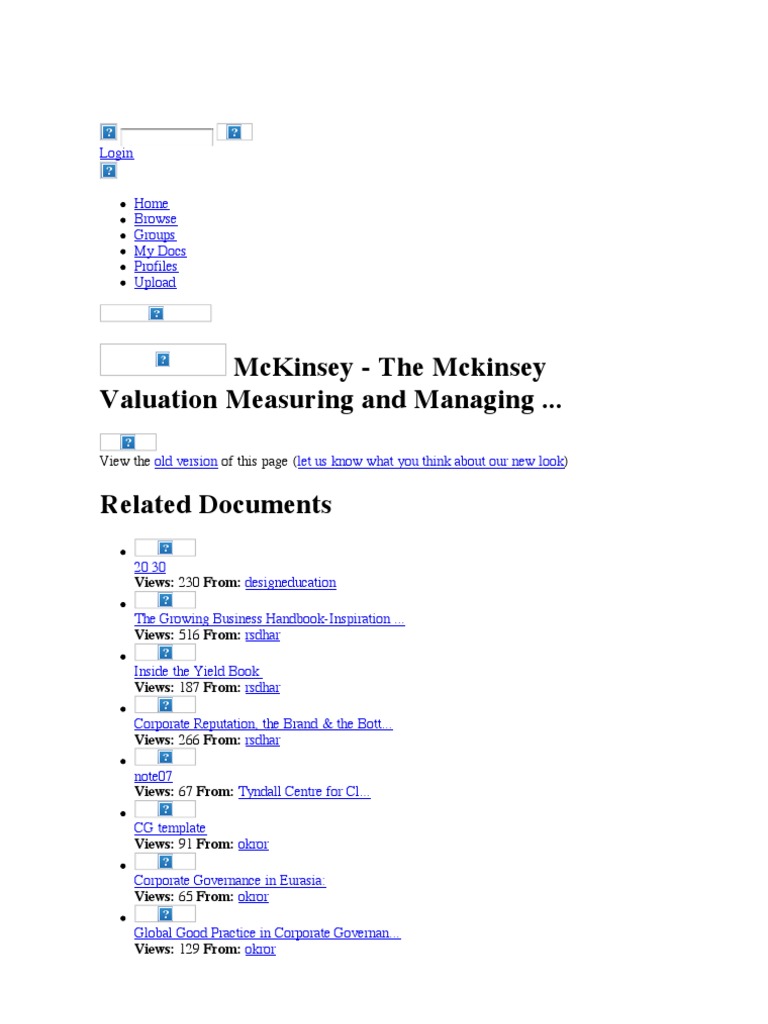 McKinsey The Mckinsey Valuation Measuring and