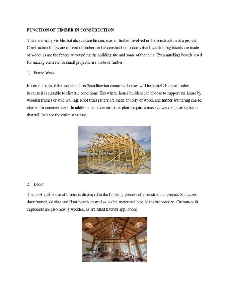 Timber Functions in Construction | PDF | Lumber | Wood