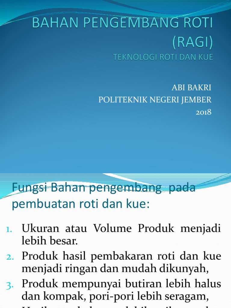Kegunaan dan Jenis Ragi Roti | PDF | Memasak, Makanan, & Anggur ...