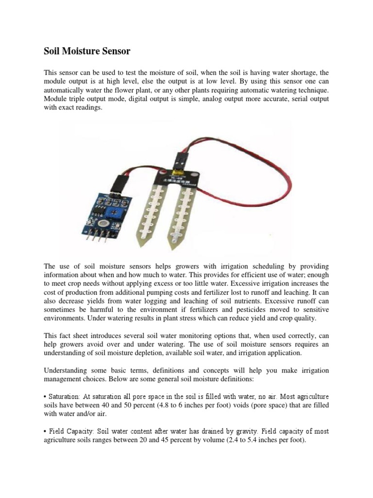 Soil Moisture Sensor PDF Soil Porosity