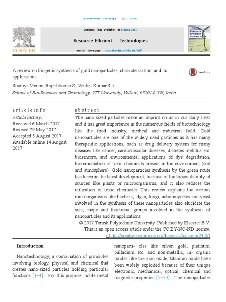A Review On Biogenic Synthesis of Gold Nanoparticles, Characterization ...