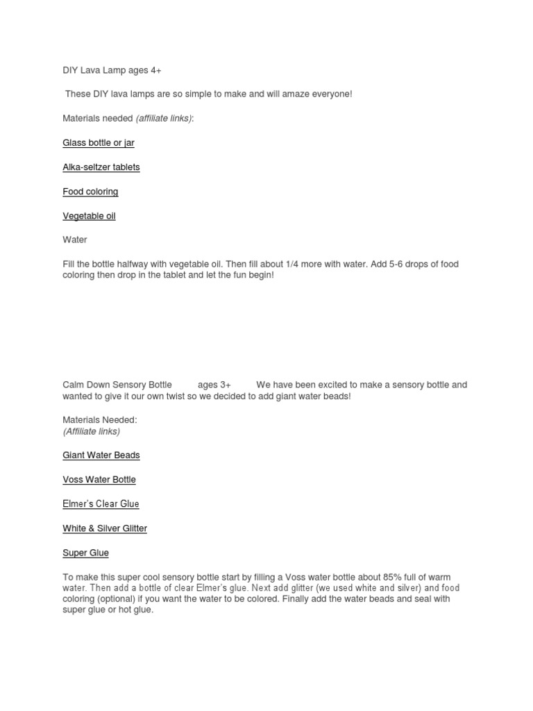 Glass Bottle or Jar AlkaSeltzer Tablets Food Coloring Vegetable Oil PDF