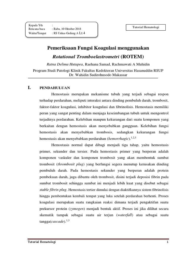 Tutorial Hematologi Rotem | PDF