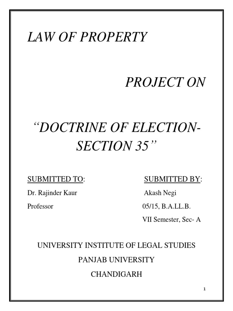 Doctrine of Election PDF Will And Testament Ownership