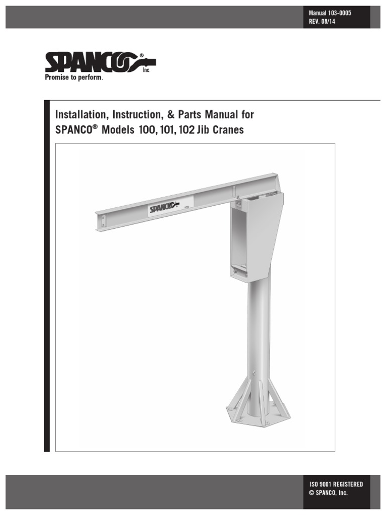 Spanco Freestanding Jib Cranes Manual | PDF | Crane (Machine) | Nut ...