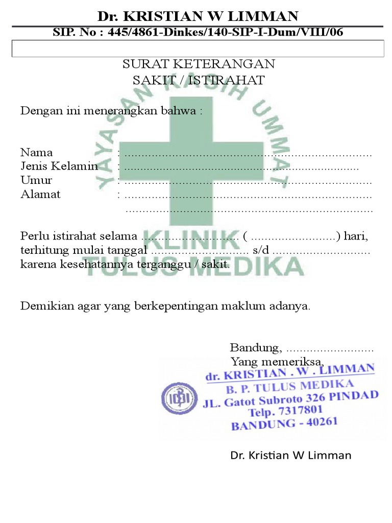 Contoh Surat Dokter