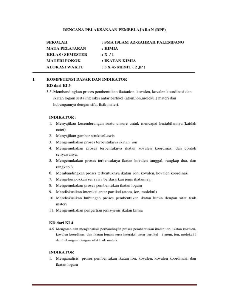 Rpp Ikatan Kimia Wanti Docx