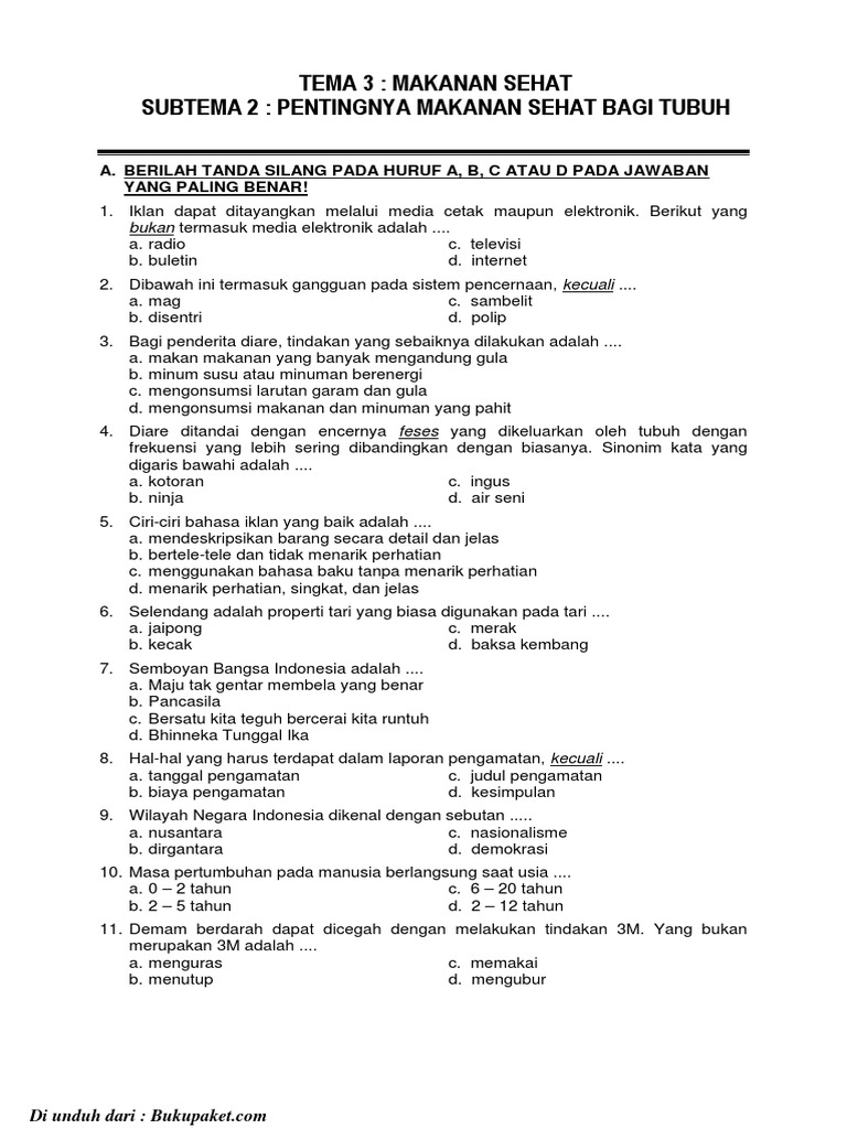 Latihan Soal Kelas 5 Tema 3 Subtema 2
