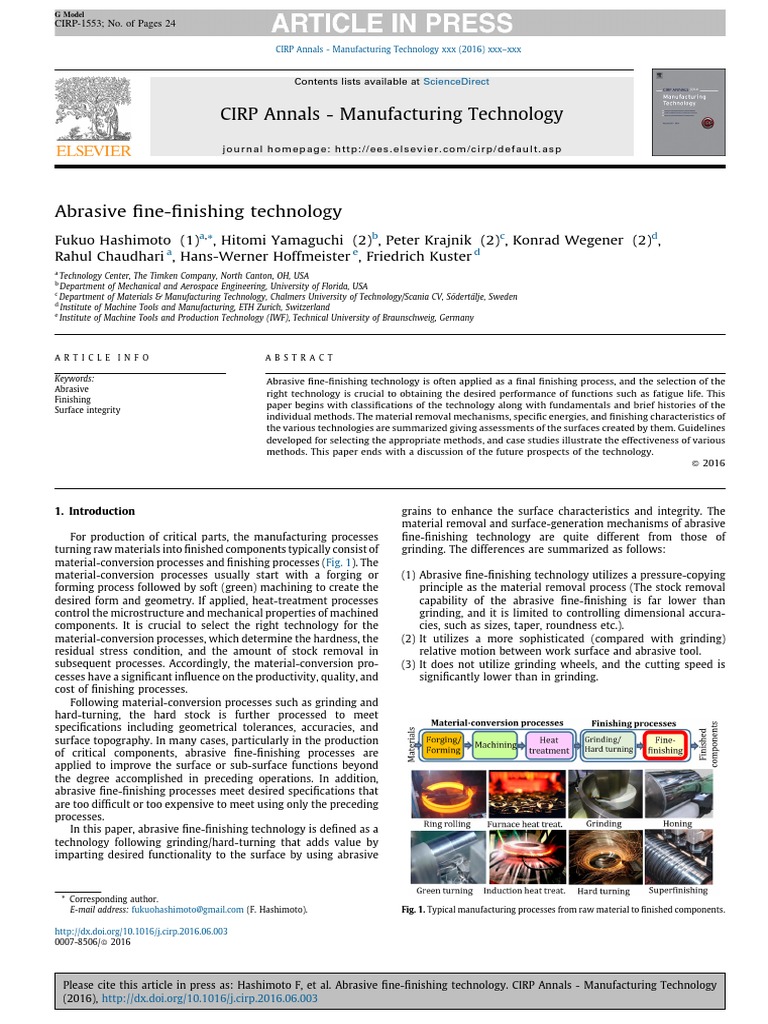 Abrasive FineFinishing Technology Download Free PDF Abrasive Machining
