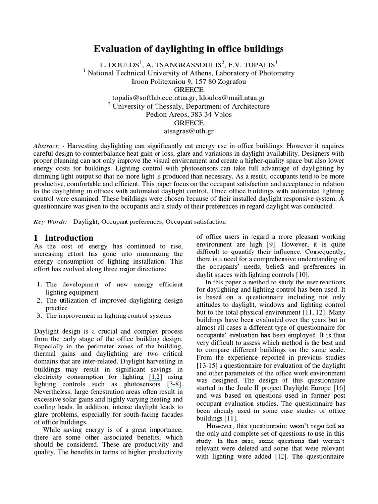 Evaluation of Daylighting in Office Buil PDF | PDF | Lighting | Window