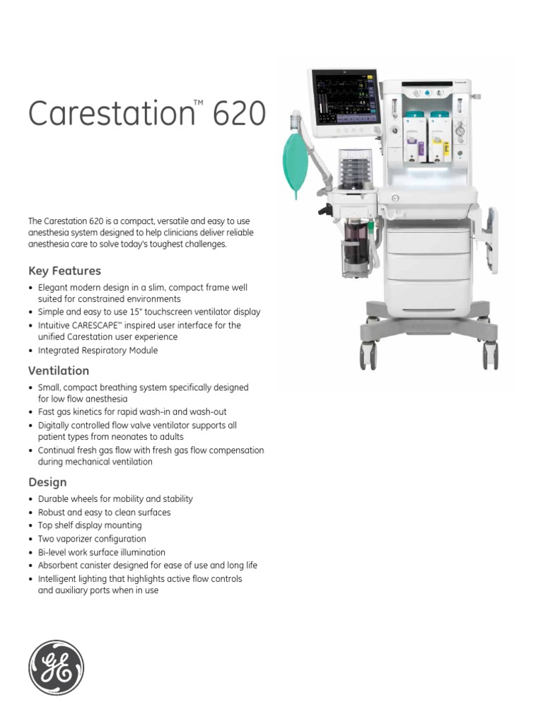 Carestation 620 Spec Sheet Rev5 PDF Breathing Respiration