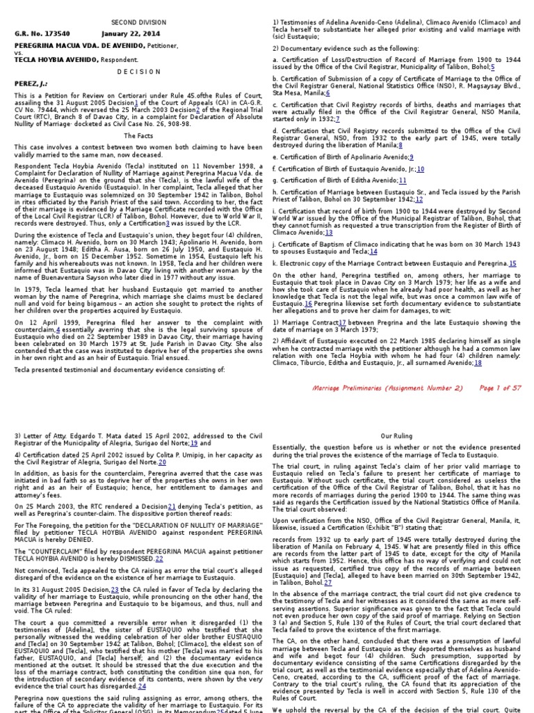 Marriage in Question Deciding the Validity of Competing Claims over a