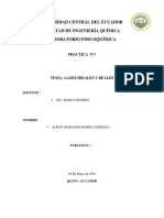 UCE FACULTAD INGENIERÍA QUÍMICA PRÁCTICA 1 GASES IDEALES REALES