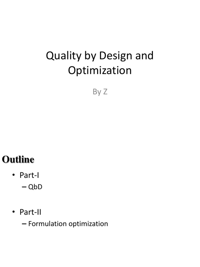 Quality by Design and Optimization | PDF | Mathematical Optimization ...