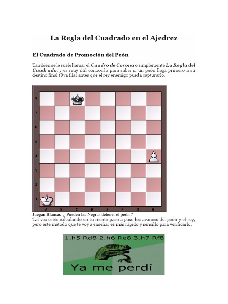La Regla Del Cuadrado en El Ajedrez Ajedrez Juegos de mesa