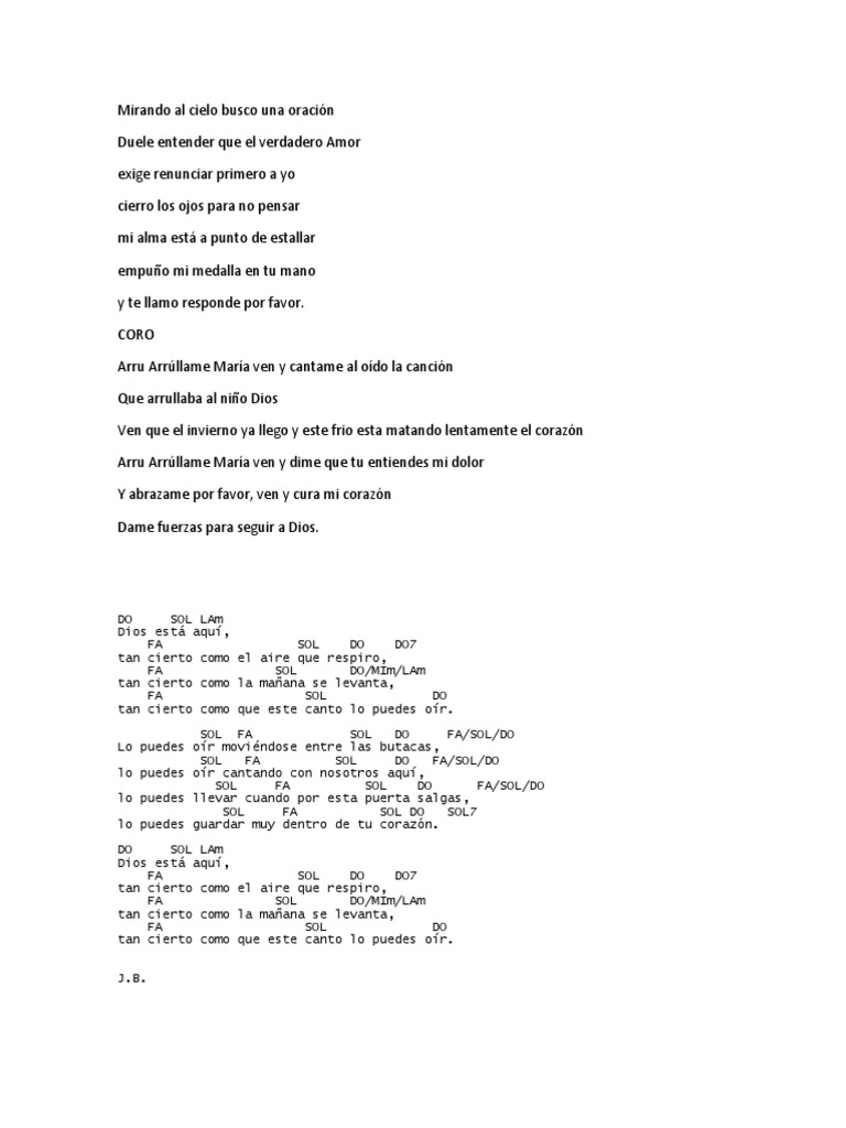 Arrúllame María: Letra y Acordes | PDF