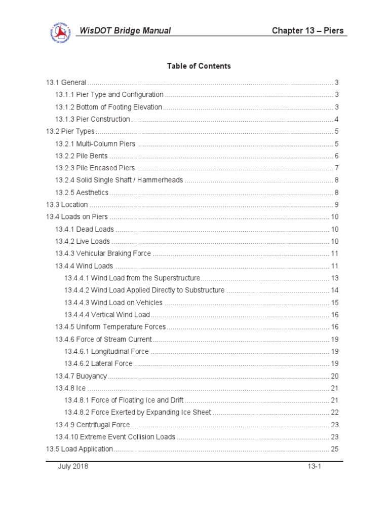 Content List Bridge Design Manual PDF Deep Foundation Ice