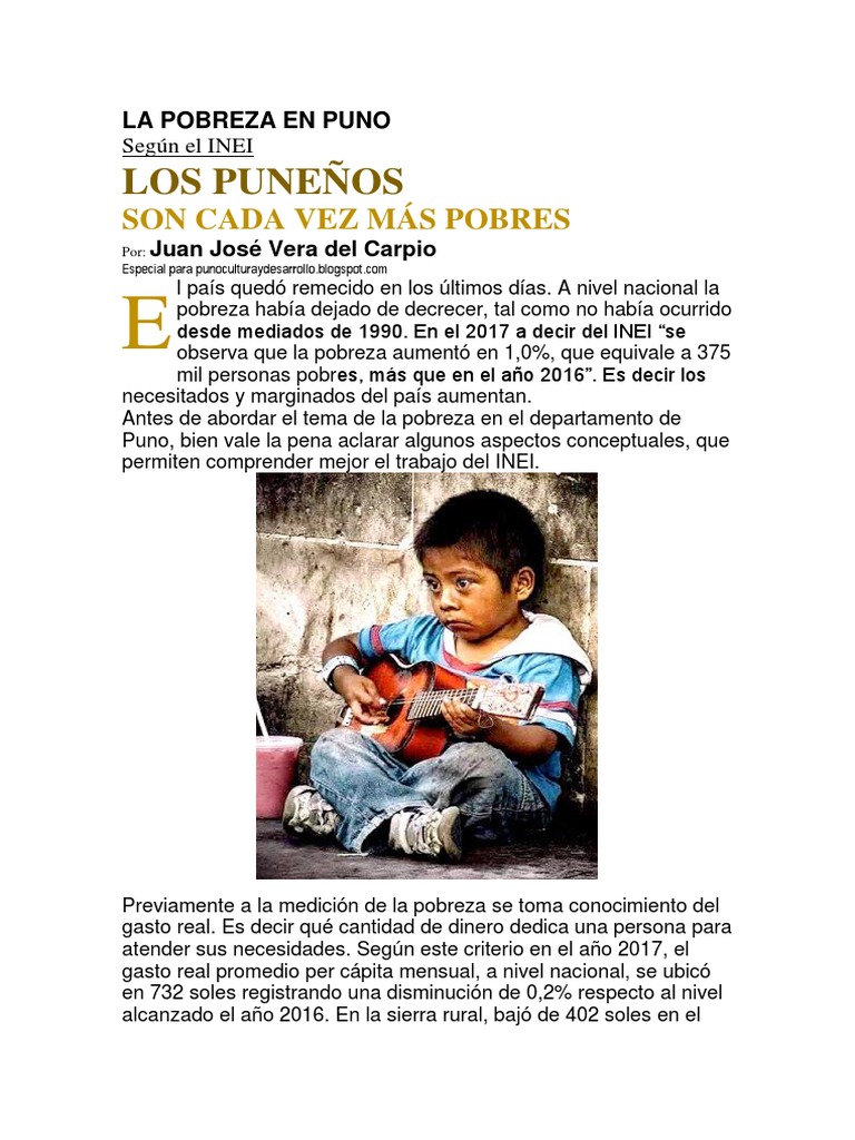 La Pobreza en Puno | PDF | Pobreza | Pobreza e indigencia
