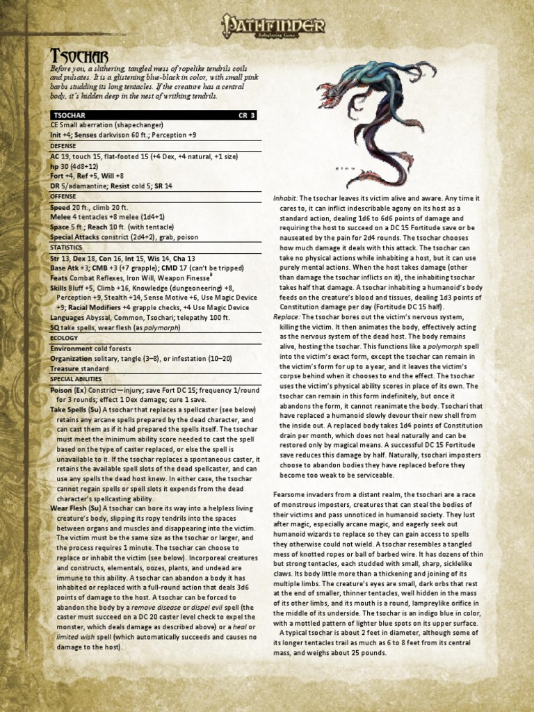 Tsochar: Shapechanger Stats and Abilities | PDF | Tsr (Company) Games ...