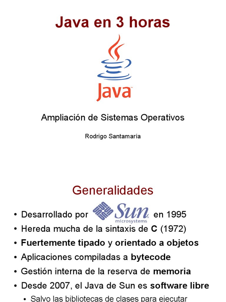 Introducción a Java en 3 Horas | PDF | máquina virtual de Java | Java ...