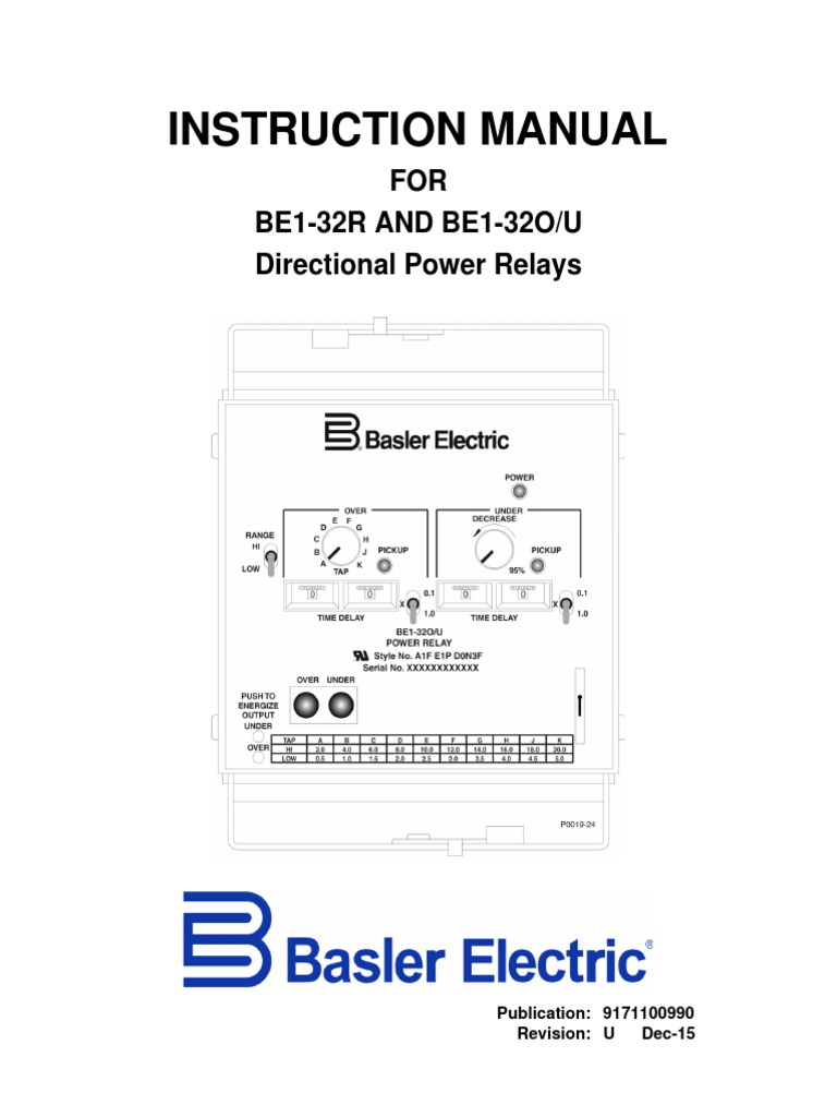 Instruction Manual FOR BE132R AND BE132O/U Directional Power Relays