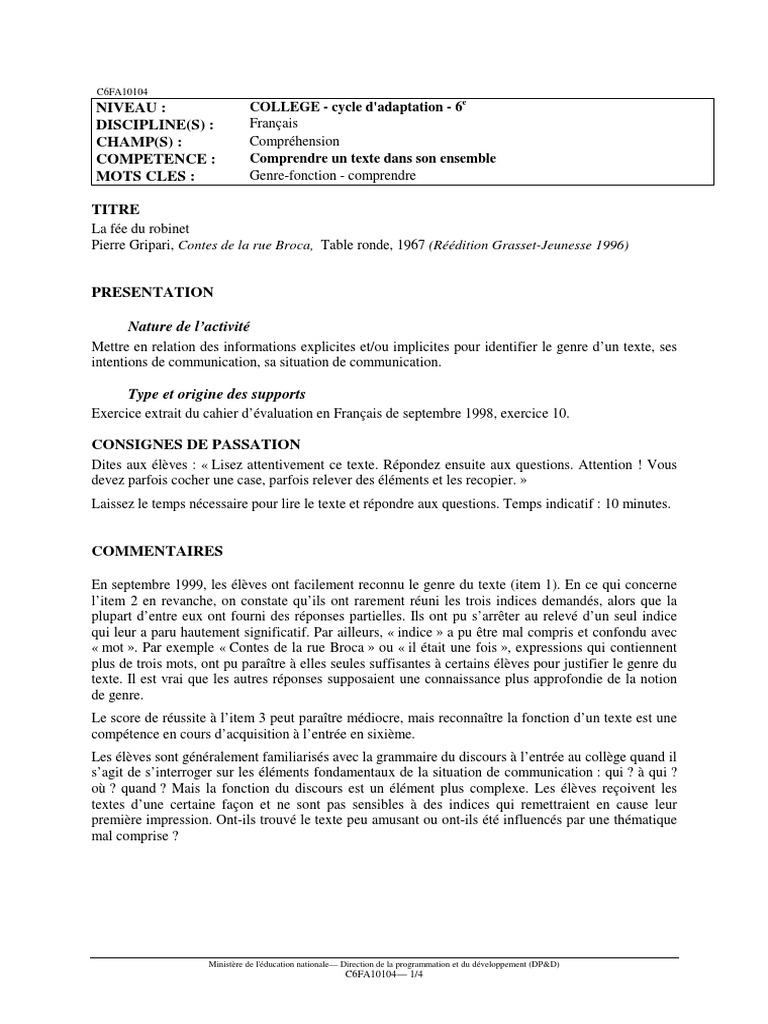 La Sorcière De La Rue Mouffetard Pdf Gratuit Conte de La Rue Broca | PDF | Fées | Lecture (Processus)