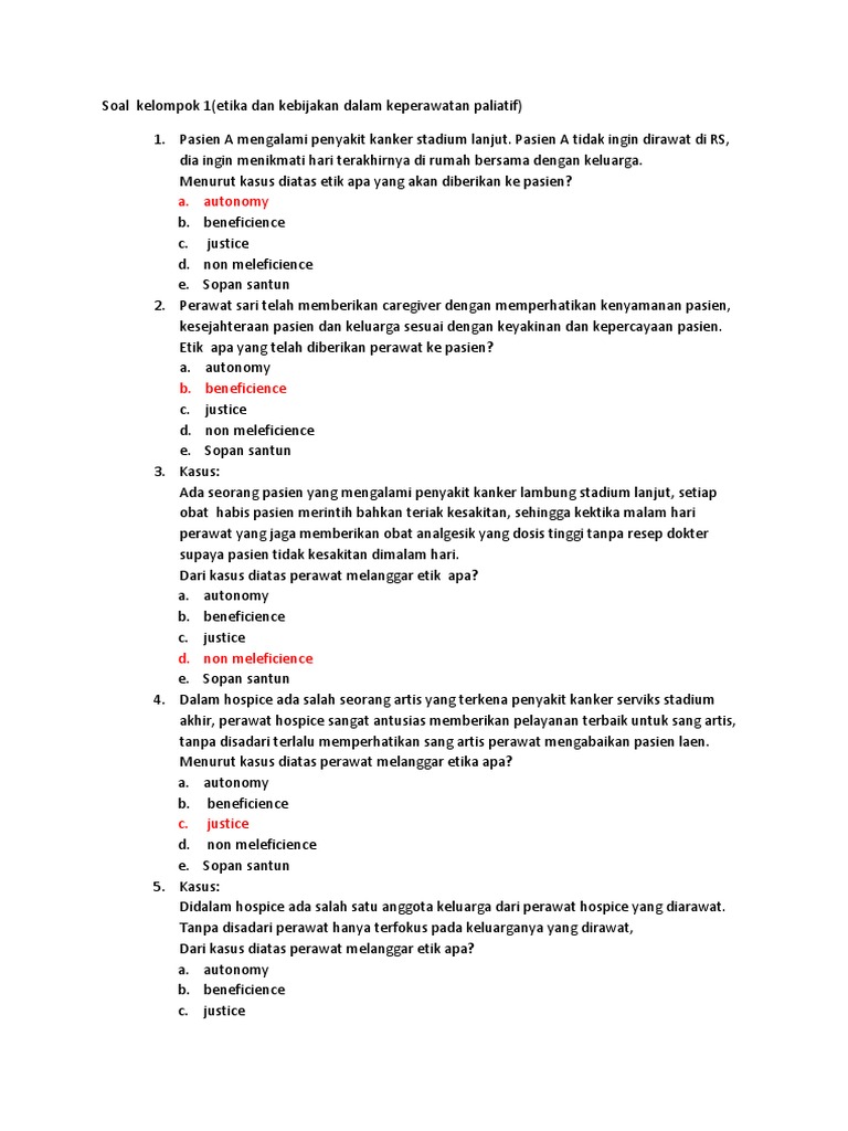 Contoh Soal Etika Keperawatan Tugas Kelompok
