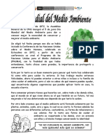 Ficha de Comprension Lectora Sobre Ell Dia Del Medio Ambiente