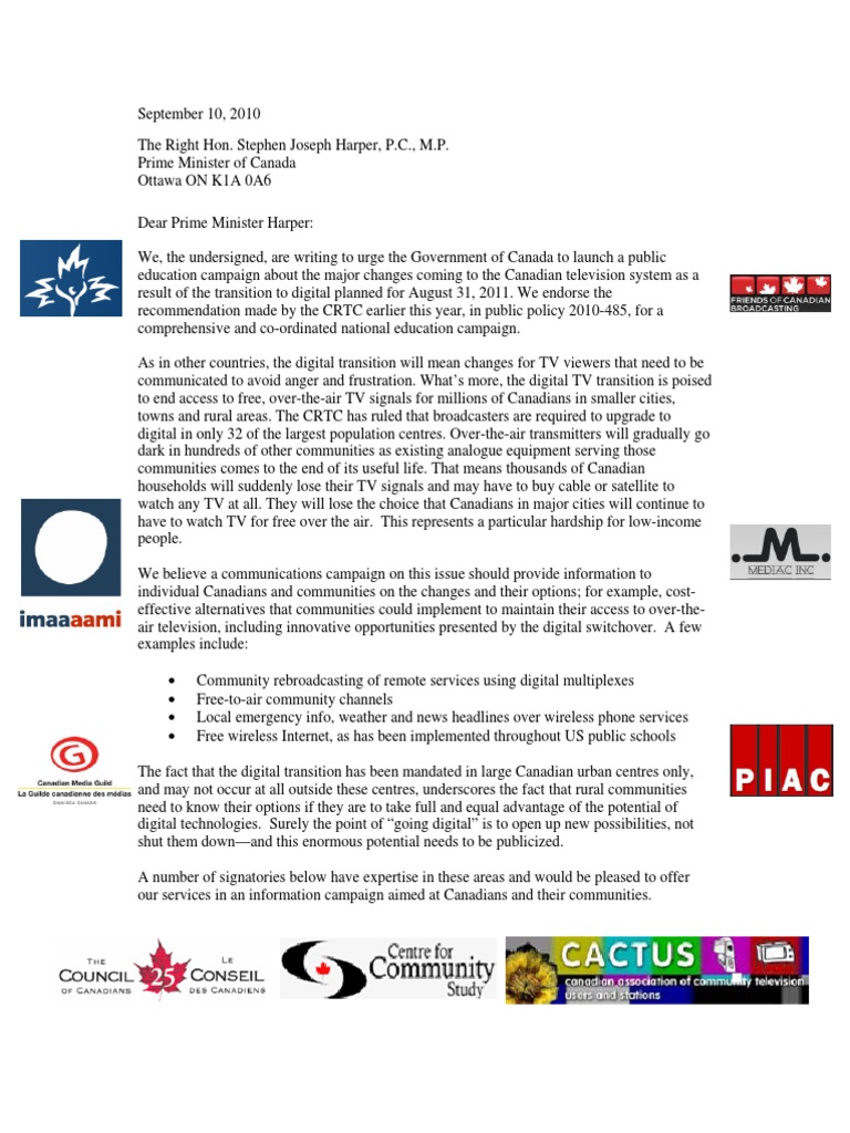 CACTUS Letter - Digital TV Education Campaign | PDF | Television | High ...