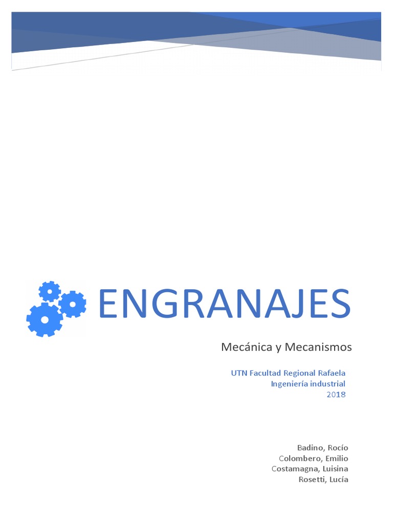 Engranajes Tp Mecánica Y Mecanismos Pdf Pdf Engranaje