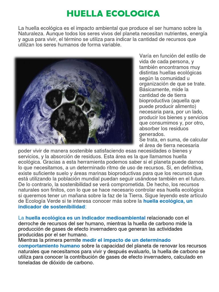 Huella Ecologica | PDF | Sustentabilidad | Ecología