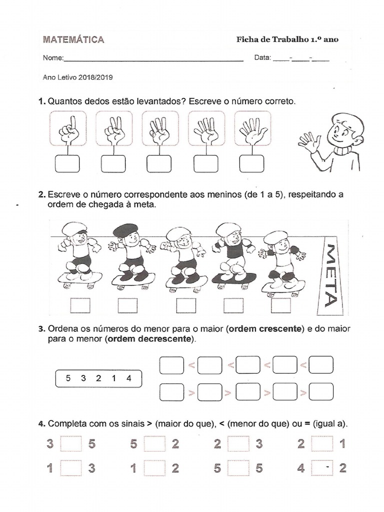 NÚMEROS, SINAIS MAIOR, MENOR E IGUAL, ORDEM CRESCENTE E DECRESCENTE 