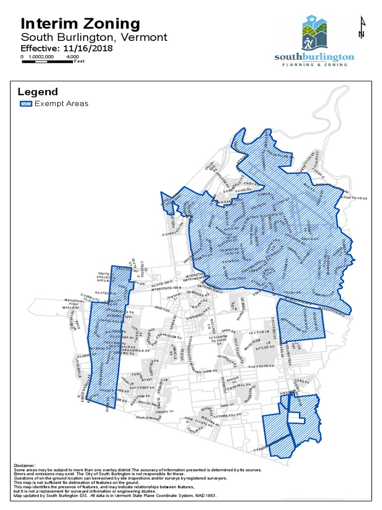 Interim Zoning Bylaw Map South Burlington