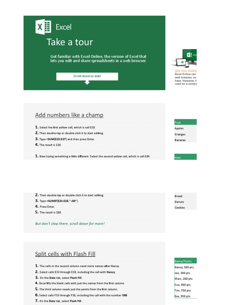 Excel Online Interactive Tour Guide | PDF | Computer Keyboard ...