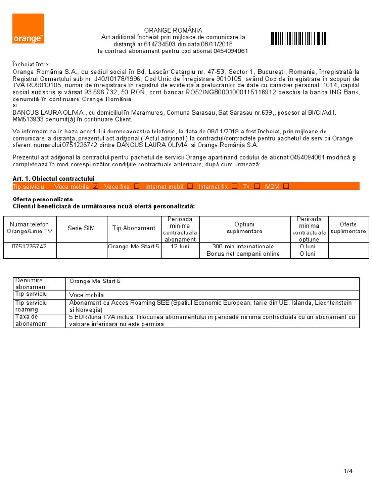 Act Aditional Prelungire Contractuala Telefon