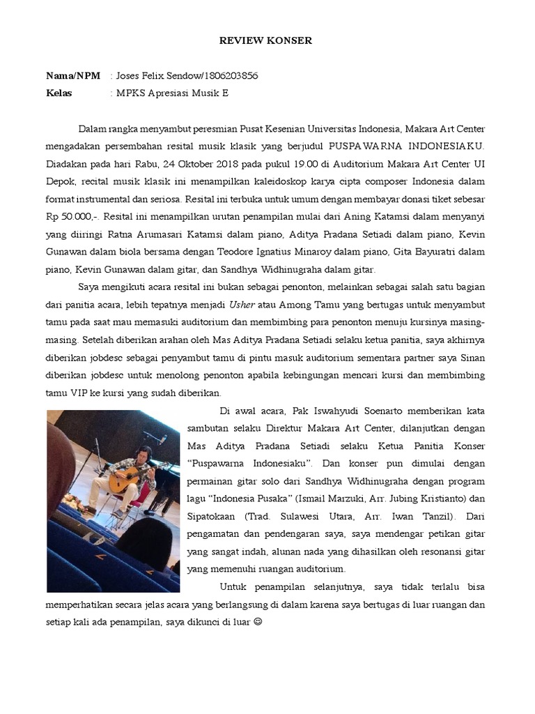 Review Konser Resital MPKS Apres Musik | PDF