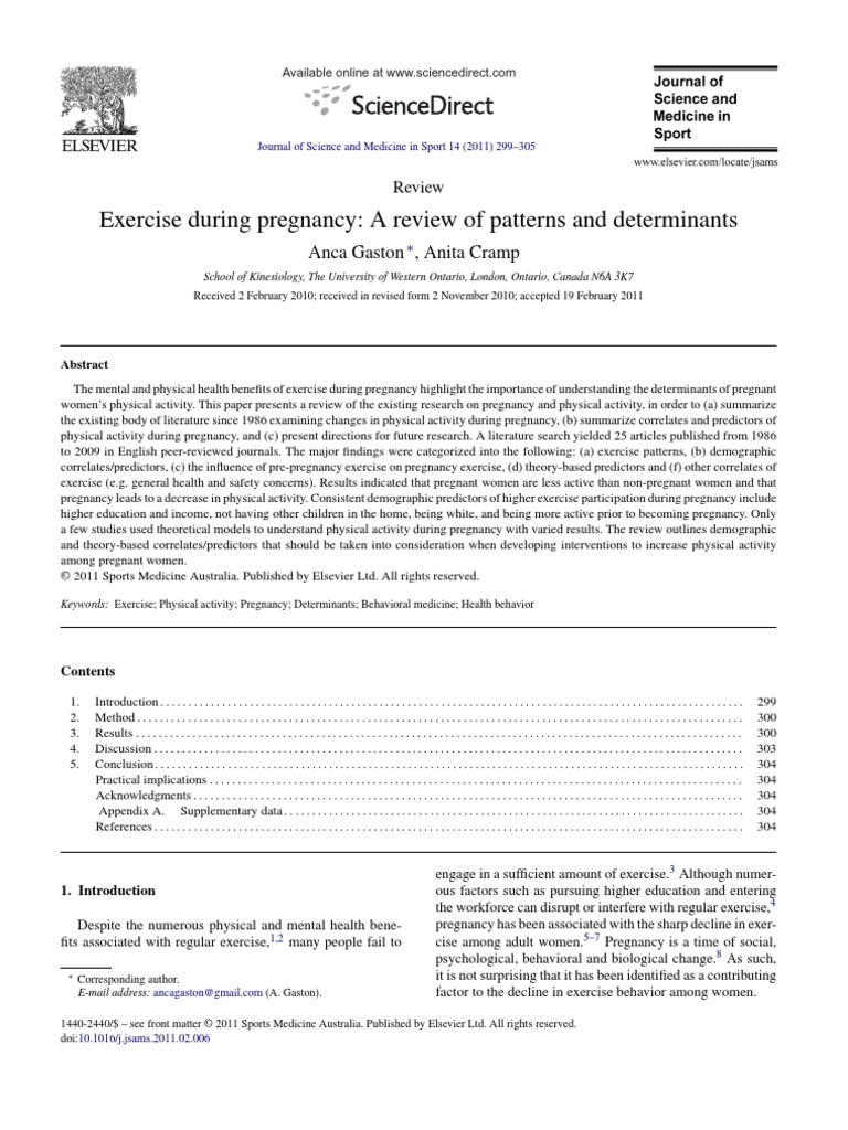 Exercise During Pregnancy A Review of Patterns and Determinants | PDF ...