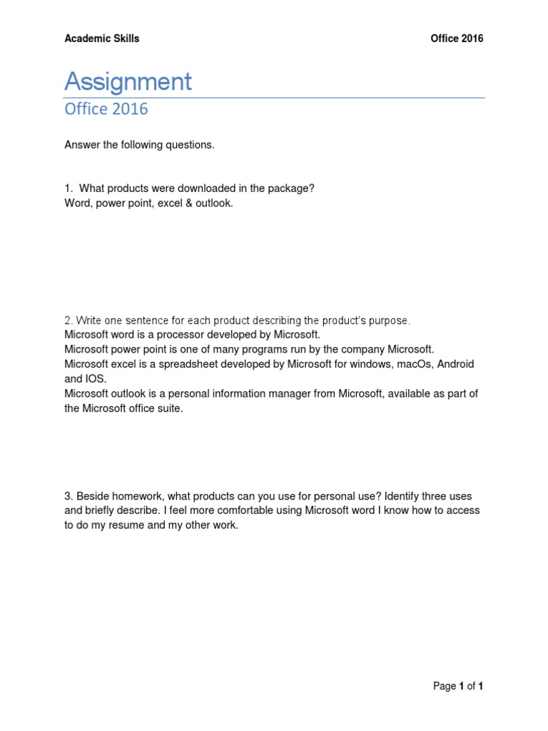 Office2016 Assignment 20170913 | PDF | Art | Computers