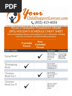 Texas Standard Possession Order Holidays Chart