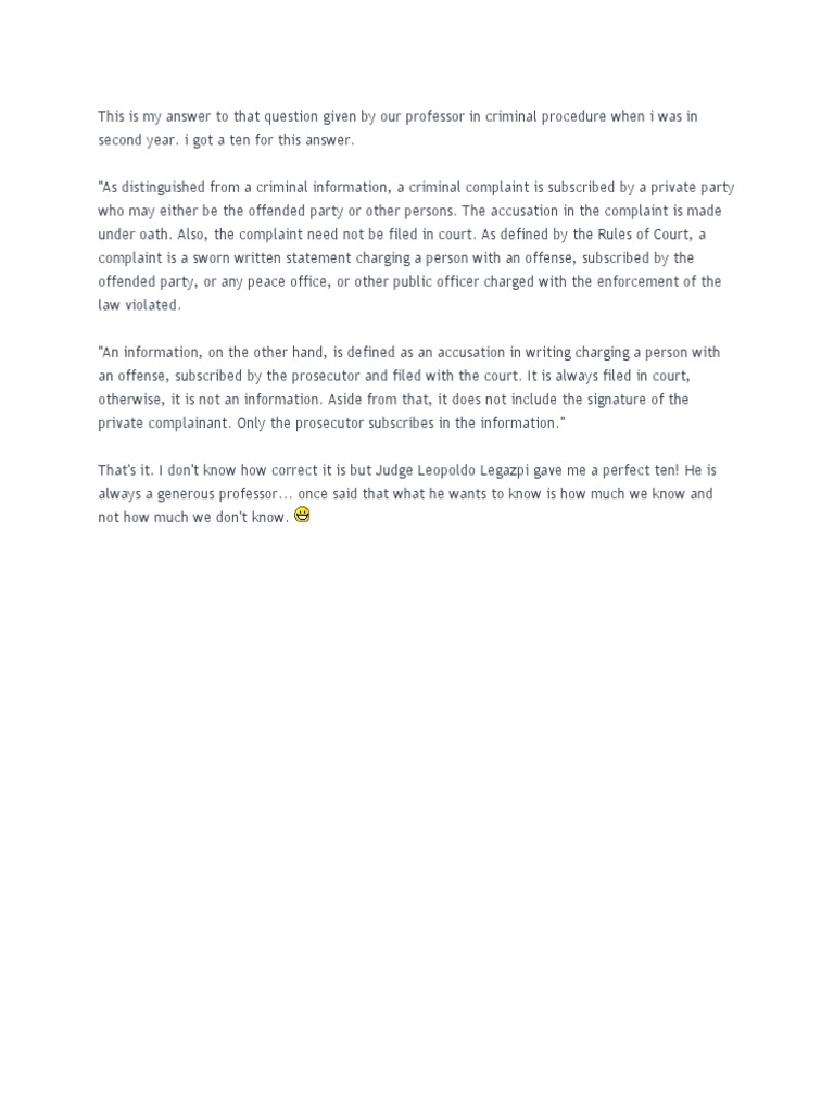 Difference Between Complaint and Information