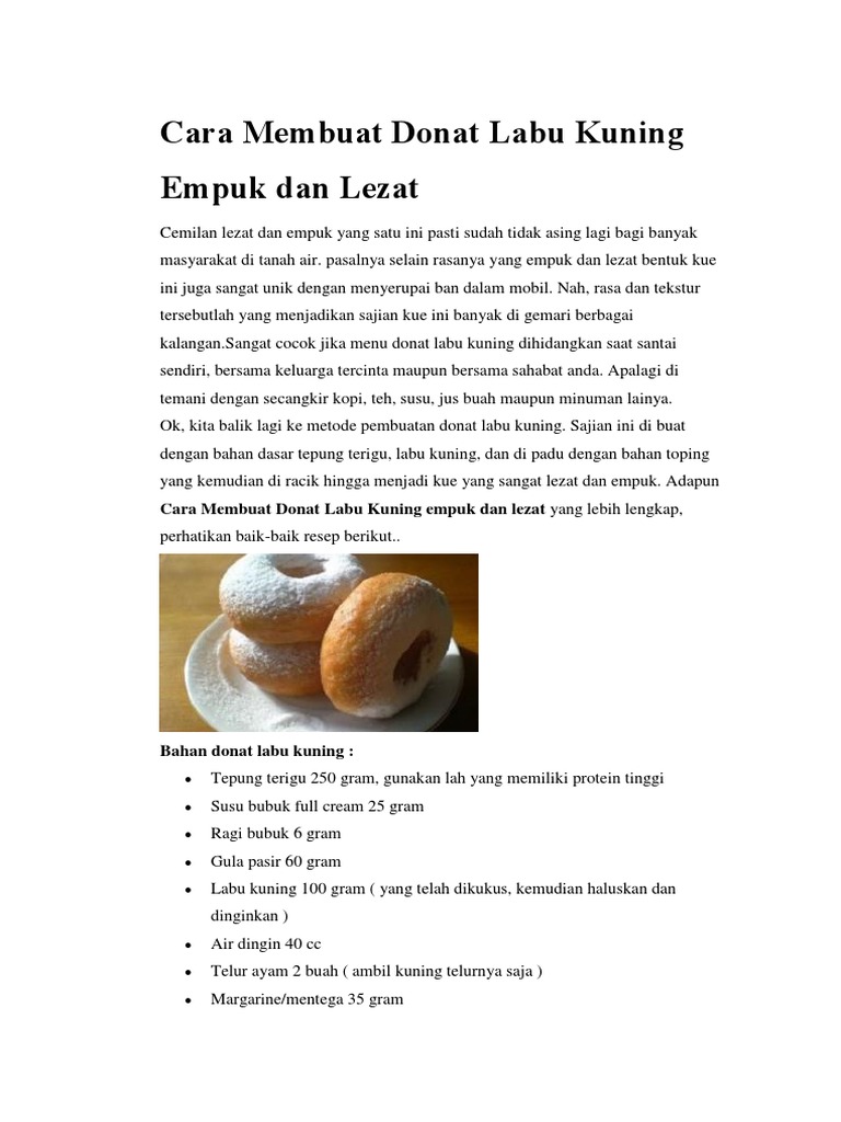 Cara Membuat Donat Labu Kuning Empuk Dan Lezat