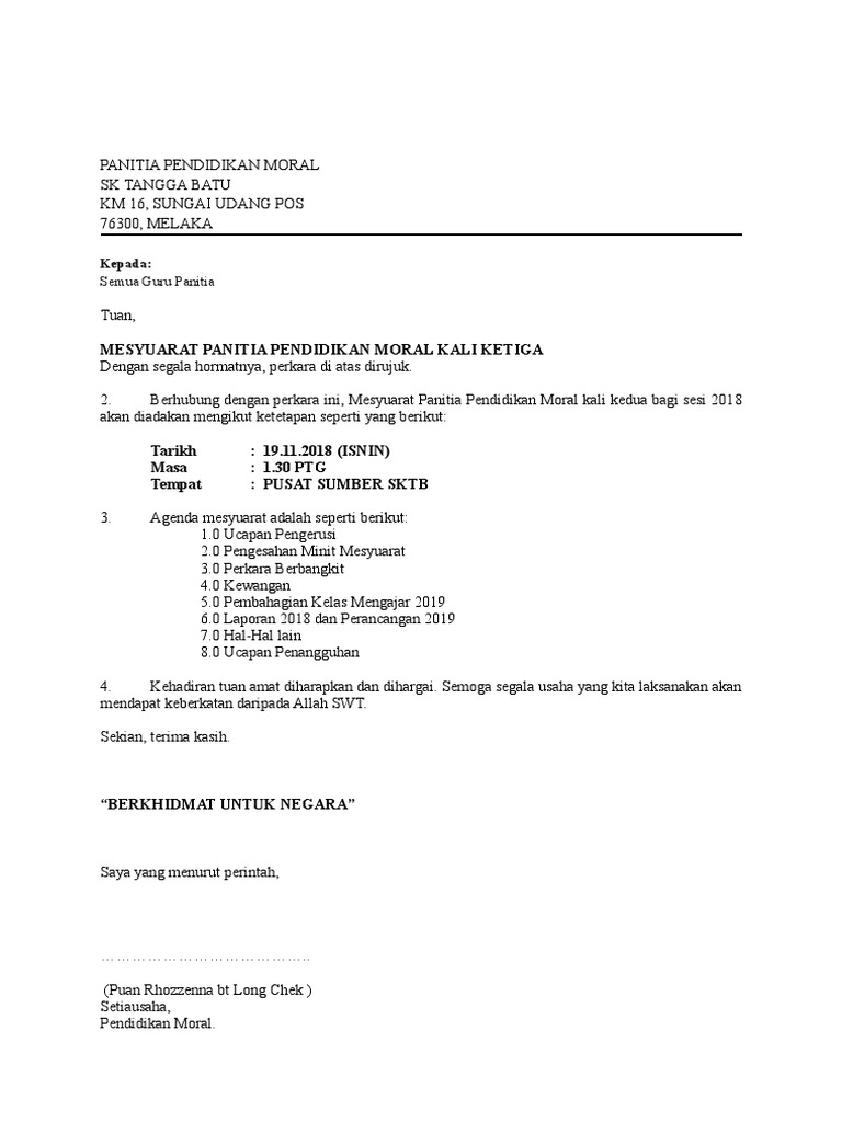 Surat Panggilan Mesyuarat Pdf