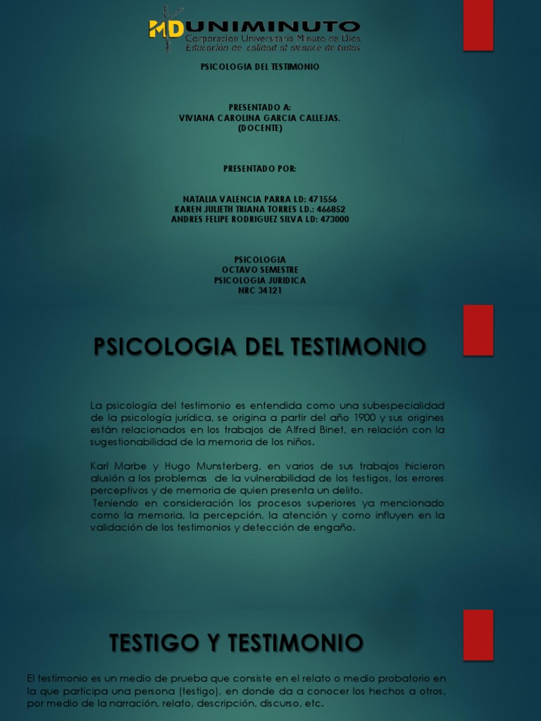 Psicologia Del Testimonio PDF Testimonio Sicología