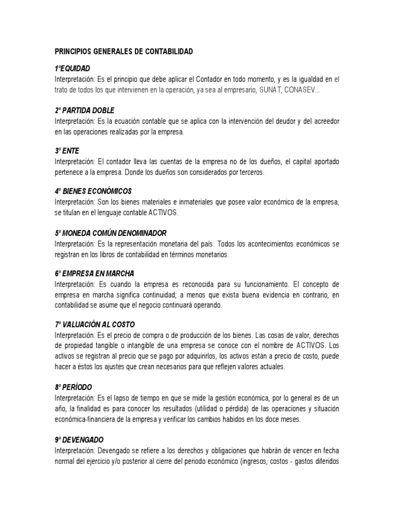 Principios Generales de Contabilidad | PDF | Contabilidad ...