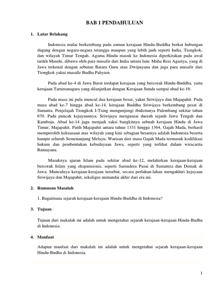 Makalah Kerajaan Hindu Budha Di Indonesia Lengkap
