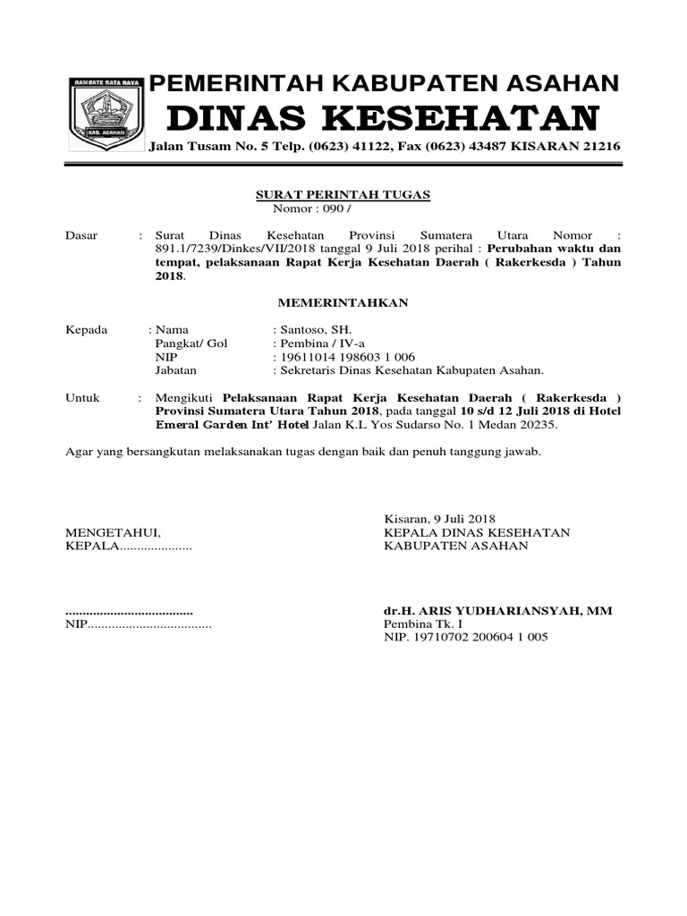 Contoh Surat Tugas